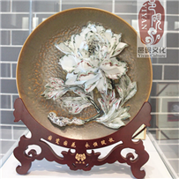 翡翠边牡丹瓷（14寸）